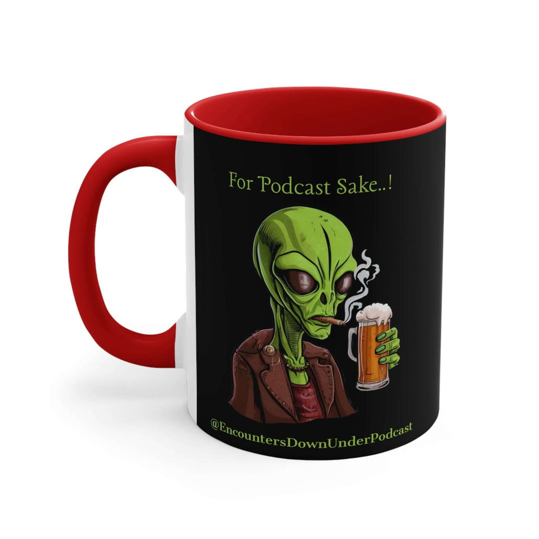 Encounters Down Under Supporter Mug - For Podcast's Sake Funny Alien Design Mug Printify