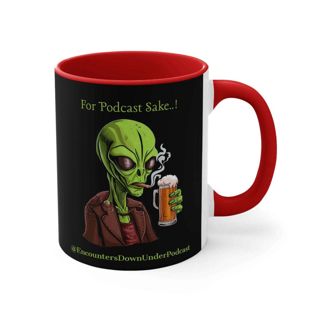 Encounters Down Under Supporter Mug - For Podcast's Sake Funny Alien Design Mug Printify