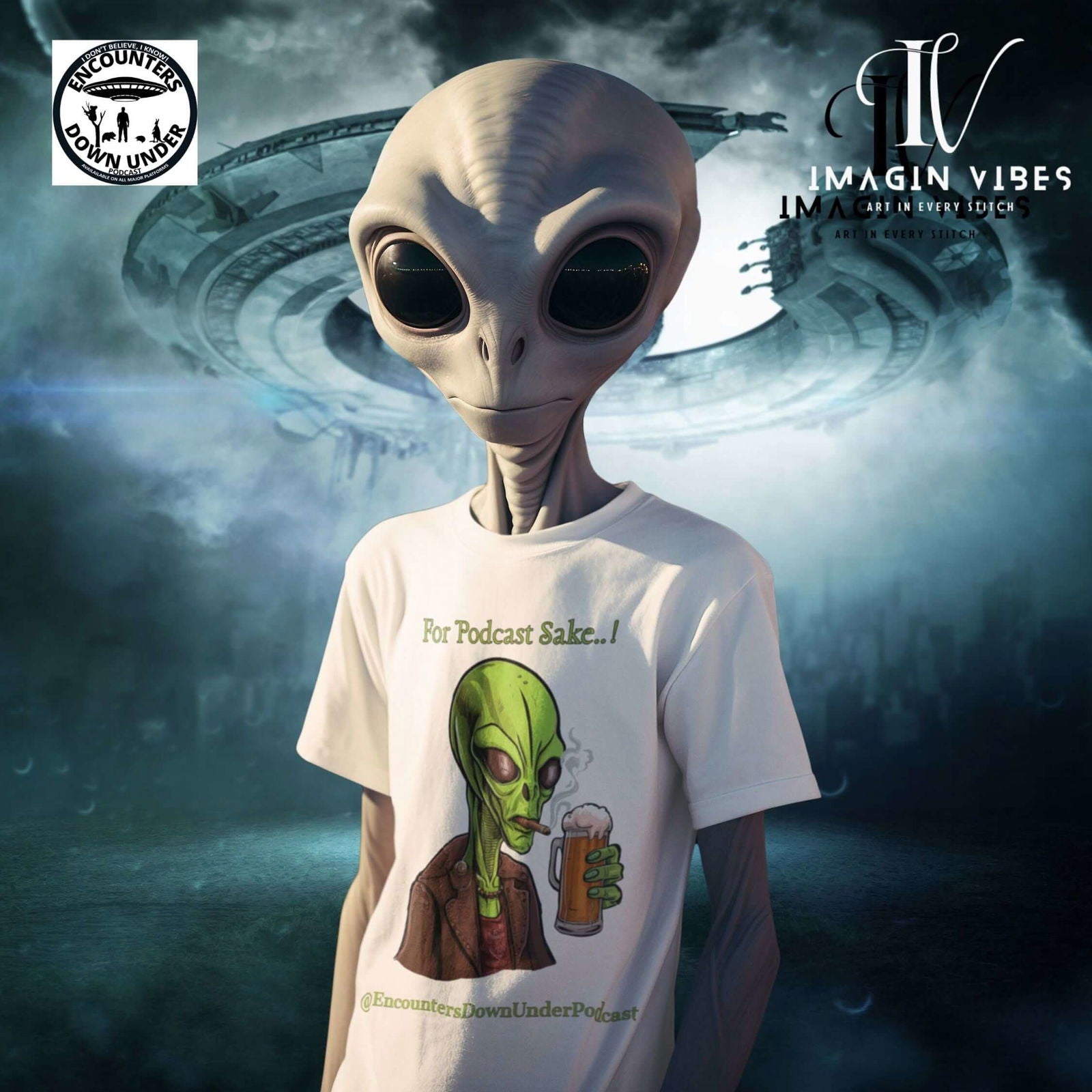 Encounters Down Under Supporter Tee - For Podcast's Sake Funny Alien Shirt - Imagin Vibes - 