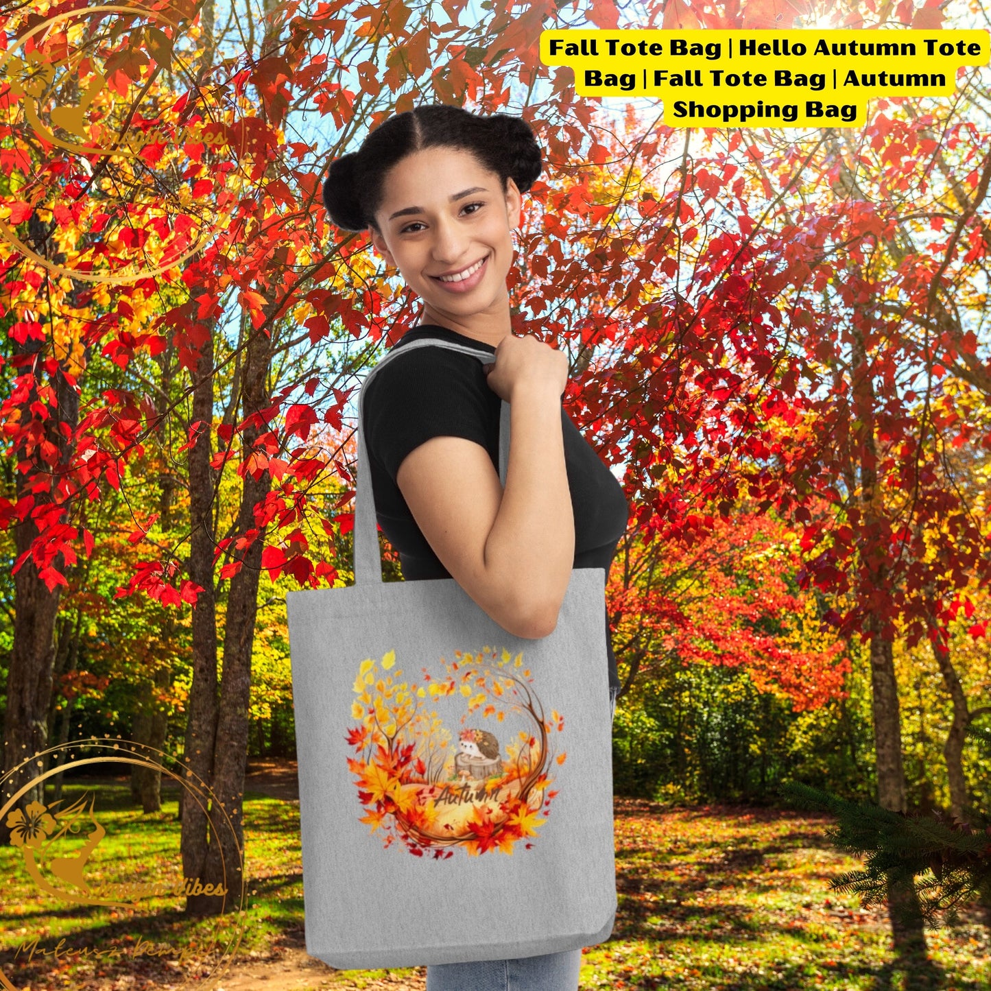 Fall Tote Bag | Hello Autumn Tote Bag | Autumn Shopping Bag | Woven Tote Bag | Eco-Friendly Bags   