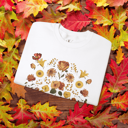 Fall Vibes: Vintage Pressed Flower Sweatshirt - Imagin Vibes - 