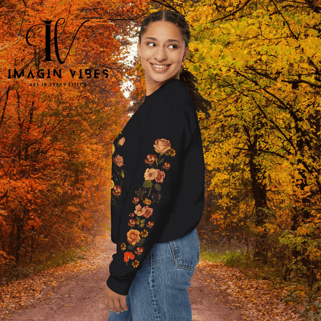 Fall Vibes: Vintage Pressed Flower Sweatshirt - Imagin Vibes - 