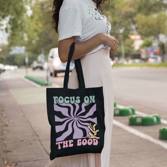 Focus on the Good: Boho Canvas Tote Bag - Imagin Vibes - 