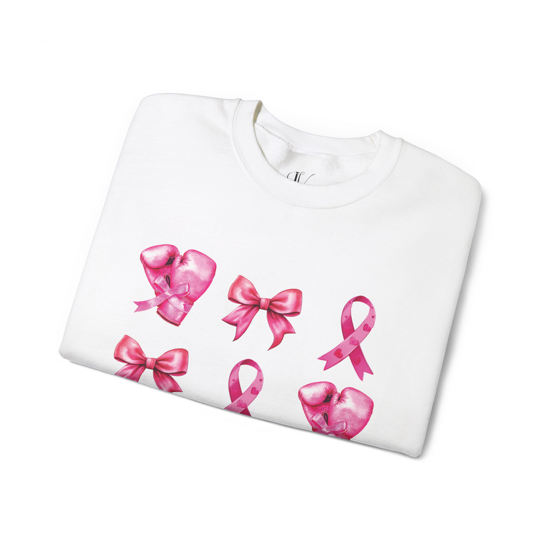 Pink Ribbons and Boxing Gloves Breast Cancer Support Sweatshirt