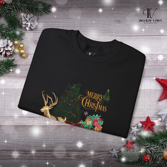 Imagin Vibes Merry Christmas Sweatshirt: Stylish Reindeer Design Sweatshirt   