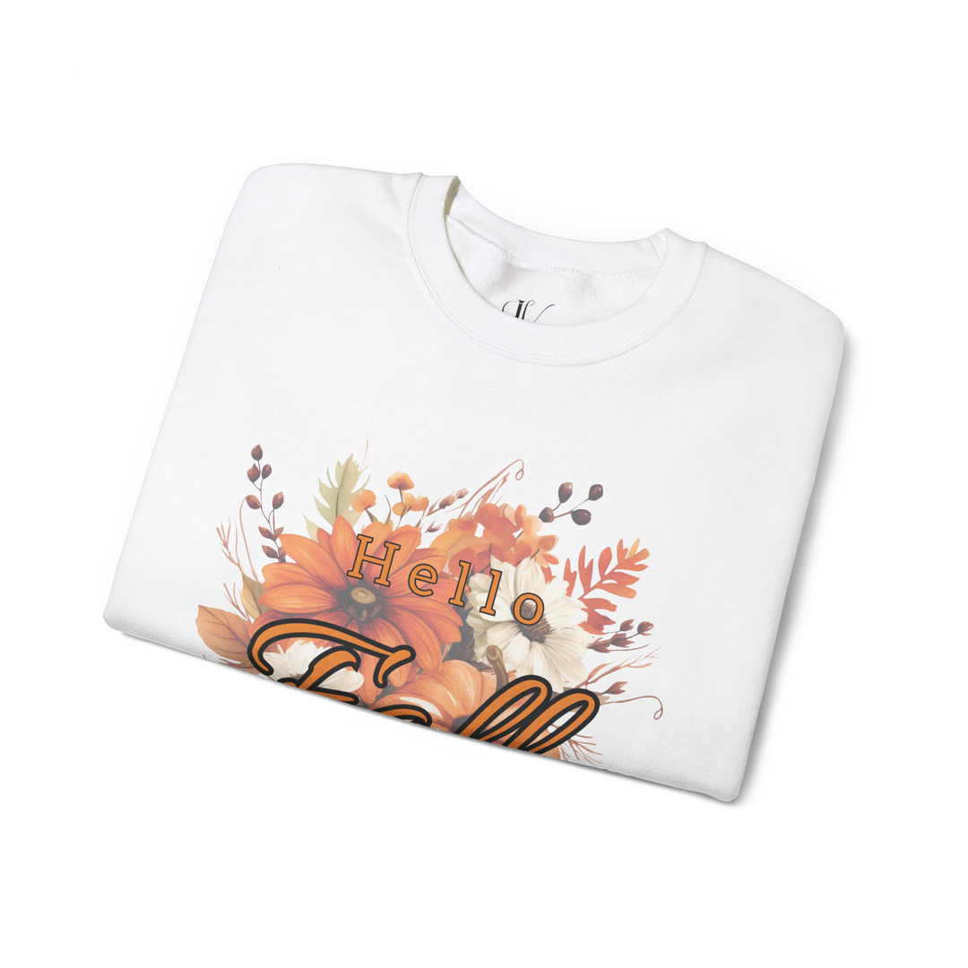 Hello Fall: Watercolor Pumpkin Sweatshirt Sweatshirt Printify