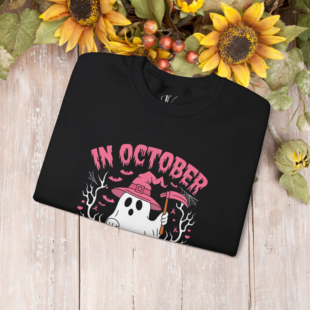 In October We Wear Pink: Breast Cancer Awareness Sweatshirt