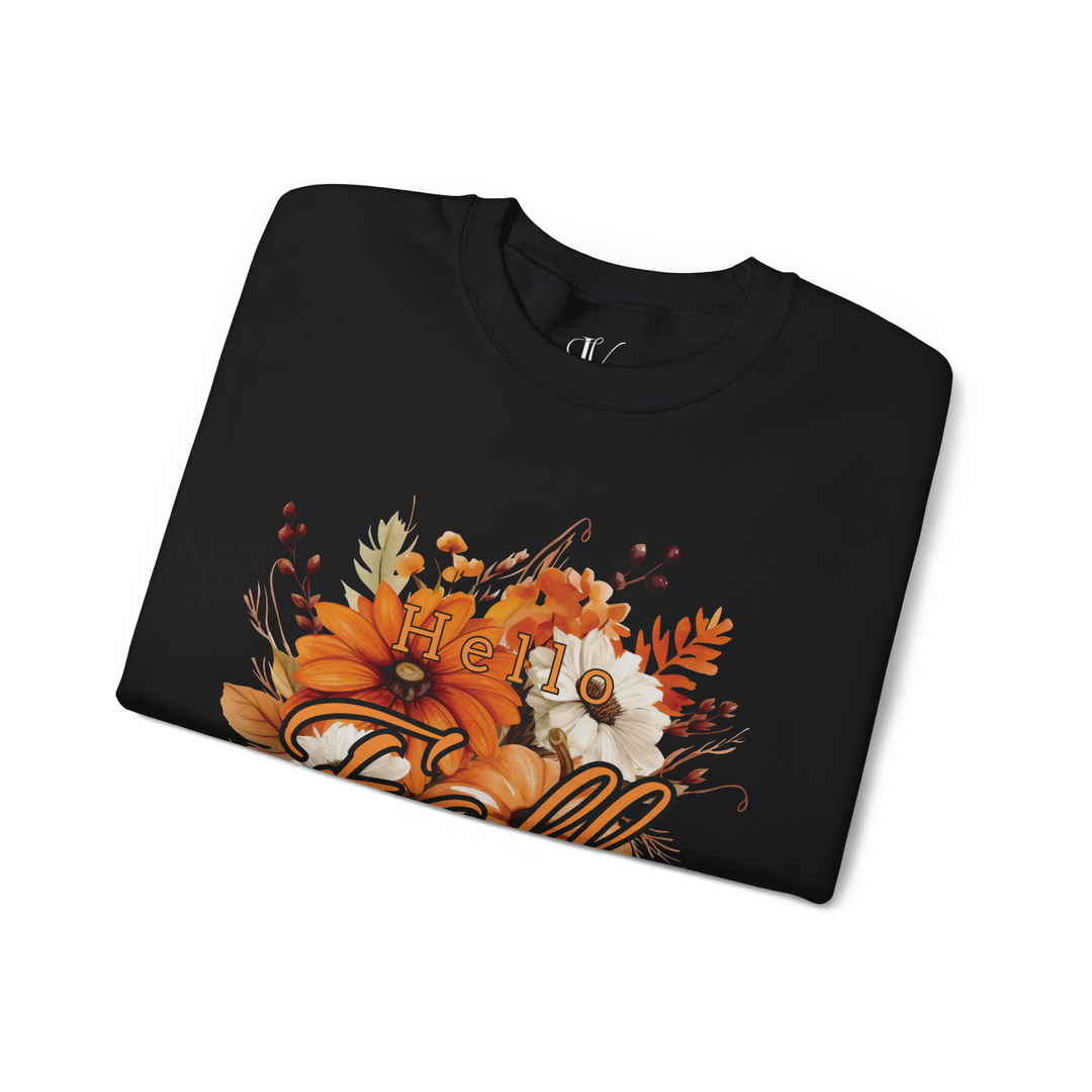 Hello Fall: Watercolor Pumpkin Sweatshirt Sweatshirt Printify