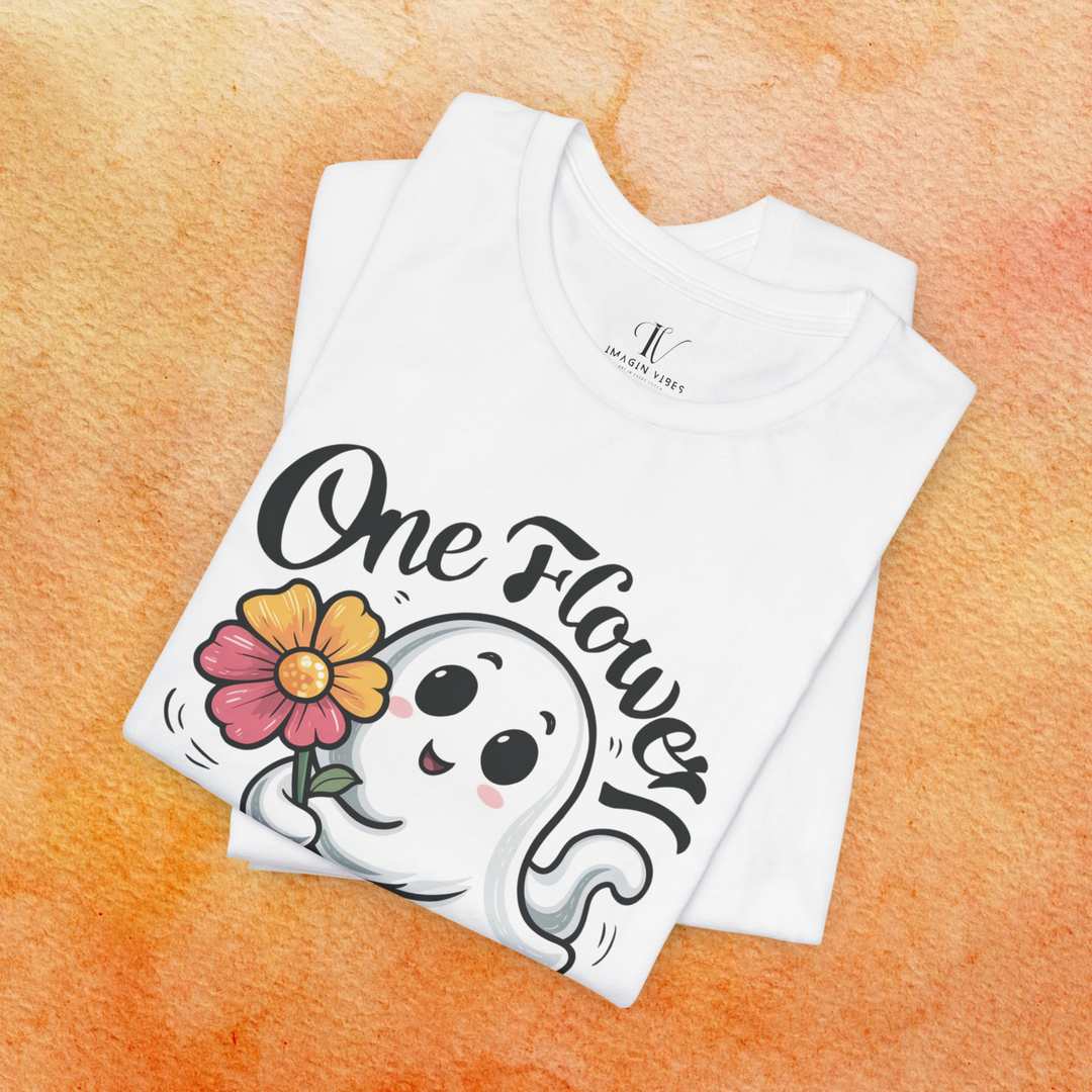 Cute Ghost "One Flower for You" T-Shirt - Spooky Fashion