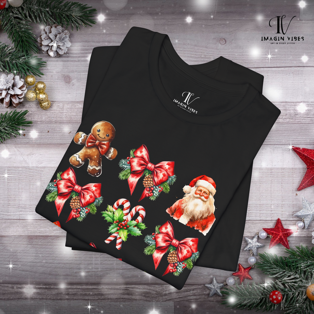 Christmas Unisex Tee Festive Santa Gingerbread Snowmen