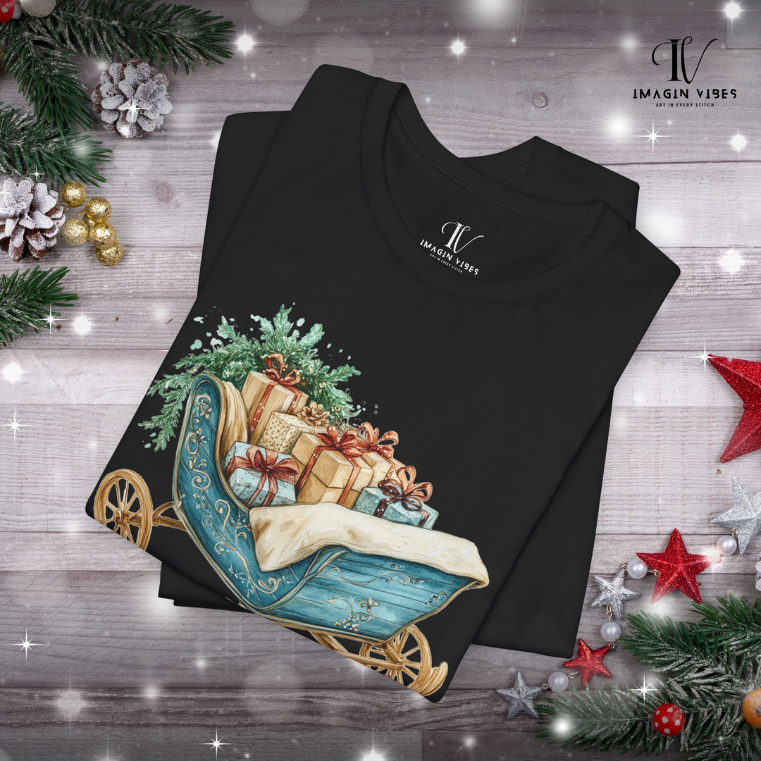 Christmas Sleigh Tee - Vintage Festive Holiday Shirt