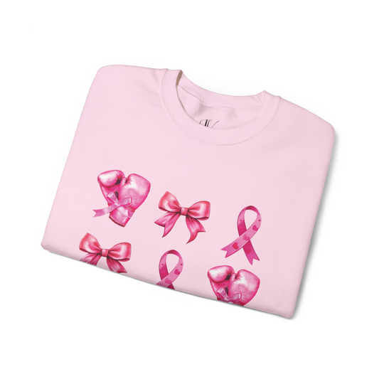 Pink Ribbons and Boxing Gloves Breast Cancer Support Sweatshirt