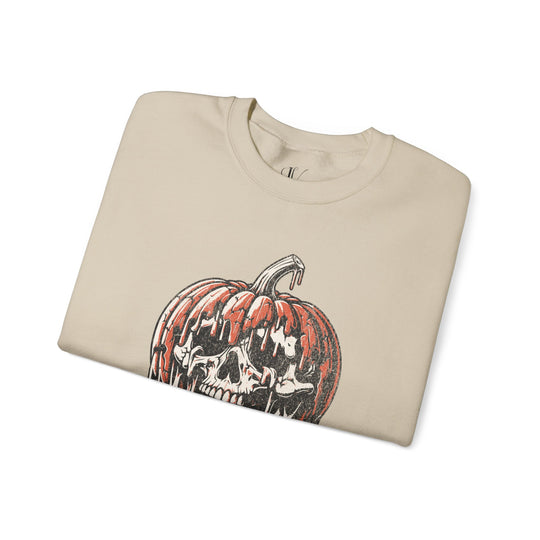 Halloween Crewneck Sweatshirt - Bite Me Pumpkin Skull