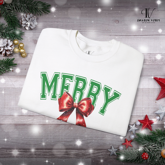 Merry Coquette Bow Christmas Sweatshirt