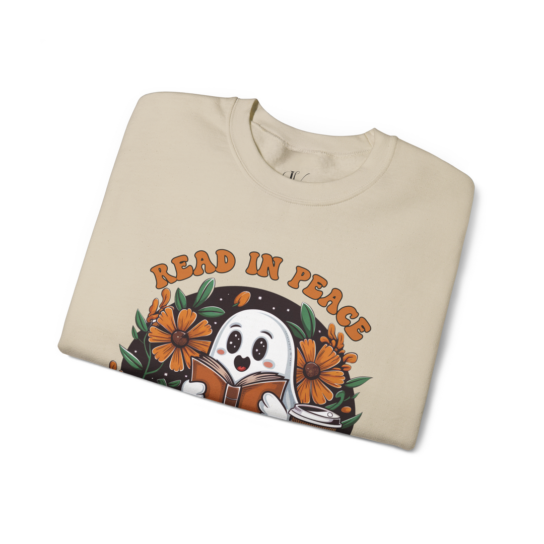 "Read In Peace" Cute Ghost Halloween Reader Sweatshirt