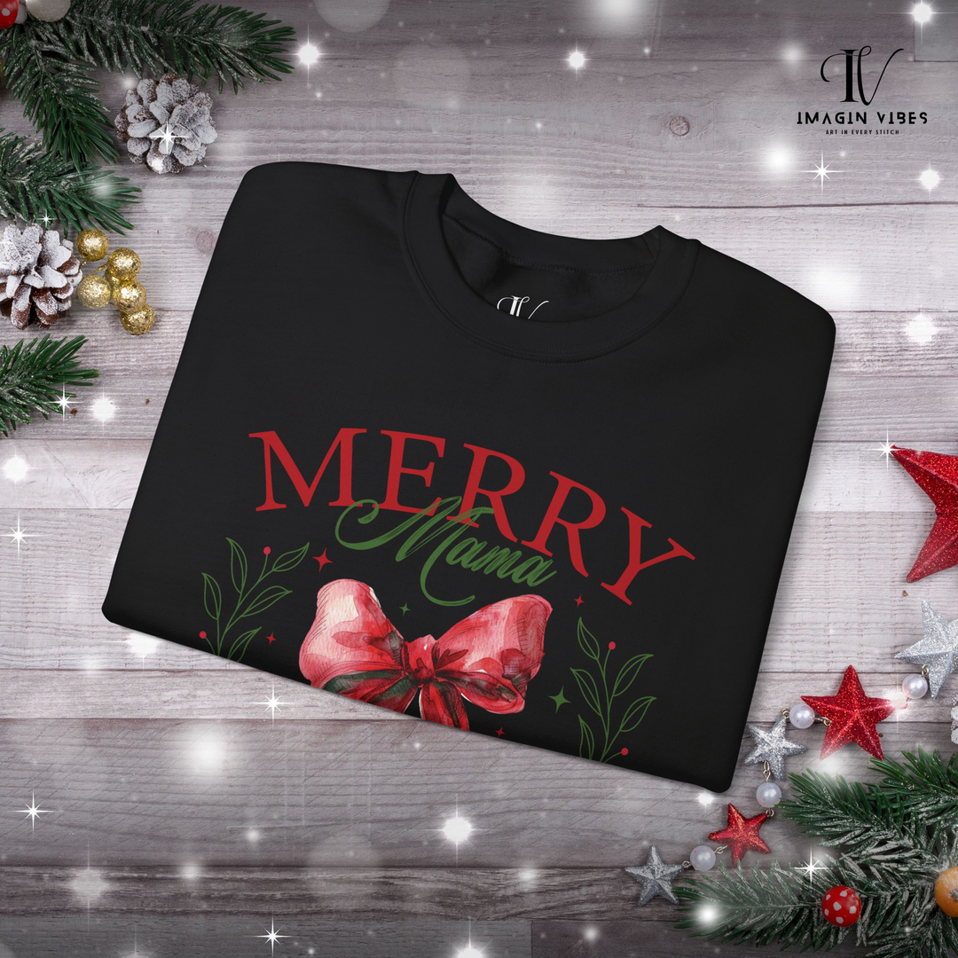 Merry Mama Social Club: Coquette Bow Christmas Sweatshirt