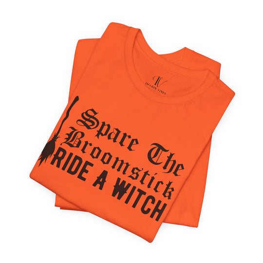 Halloween Tee - Funny Witch's Broomstick Design