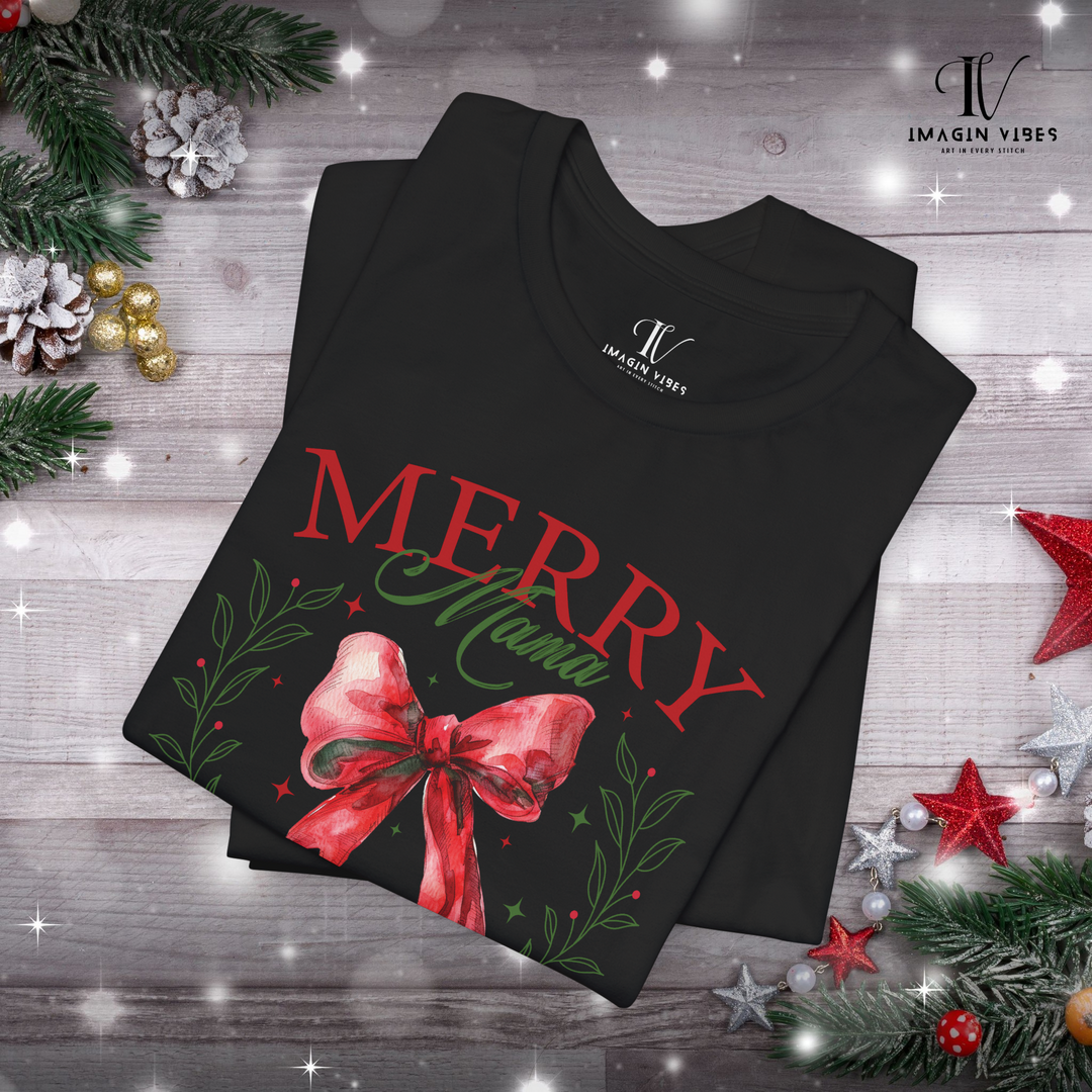 Merry Mama Social Club: Coquette Bow Christmas T-Shirt