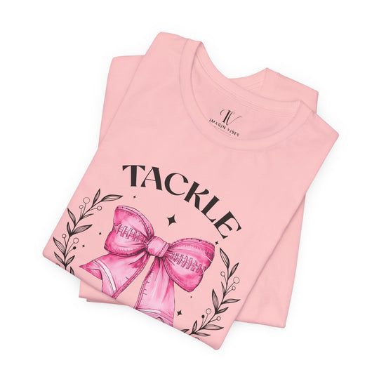 Pink Out Tackle Breast Cancer Football Coquette T-Shirt