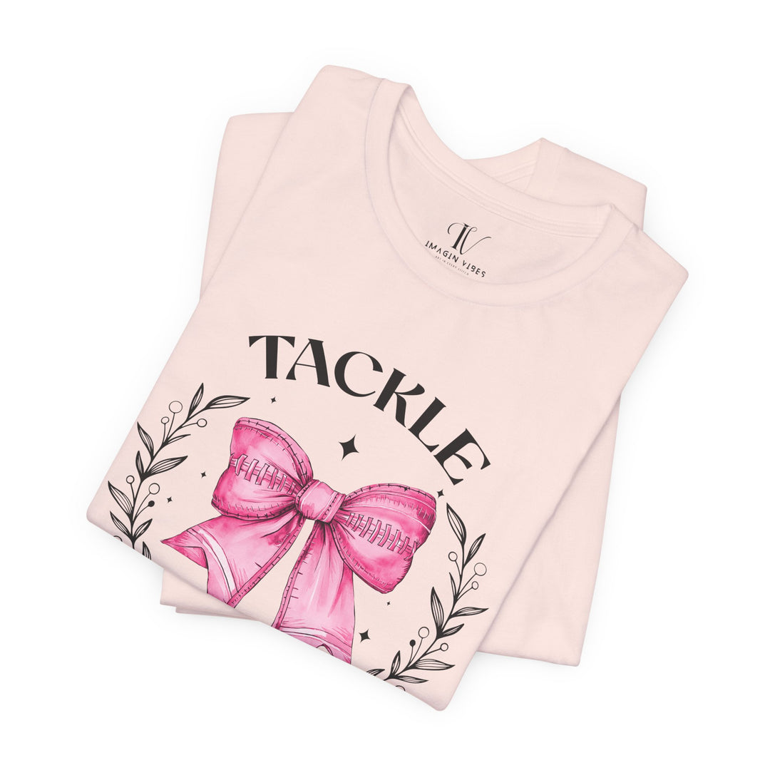 Pink Out Tackle Breast Cancer Football Coquette T-Shirt