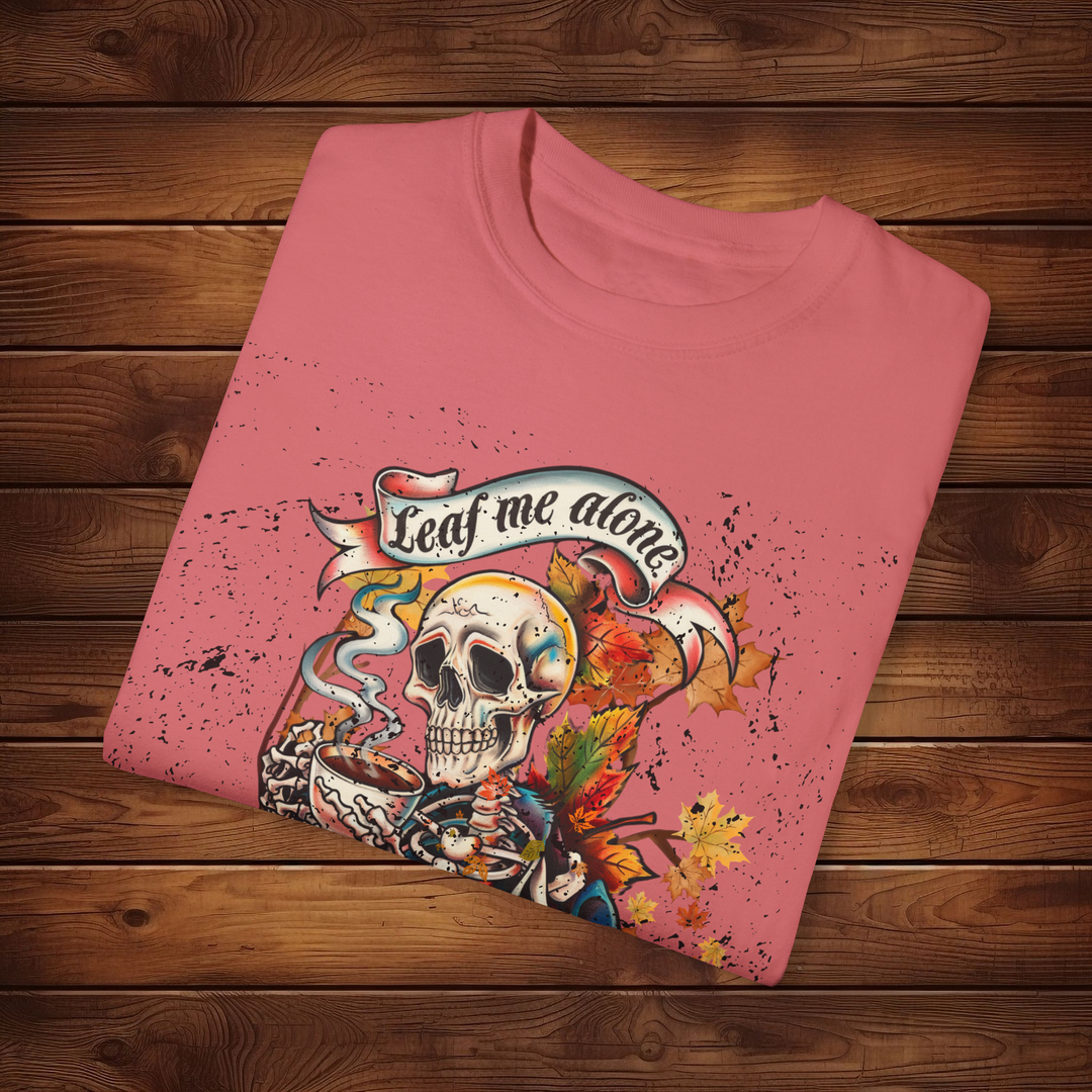 Leaf Me Alone: Grunge Skeleton Halloween T-Shirt