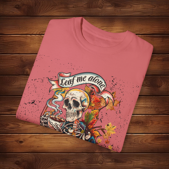 Leaf Me Alone: Grunge Skeleton Halloween T-Shirt