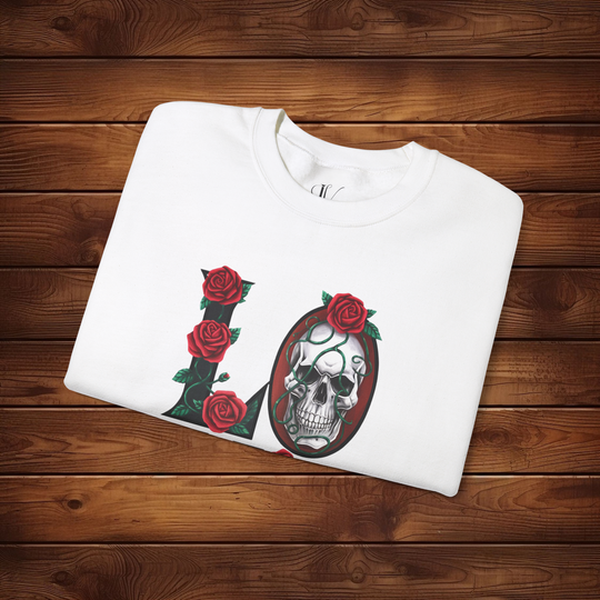 Love, Roses & Bones: Halloween Sweatshirt Sweatshirt Printify