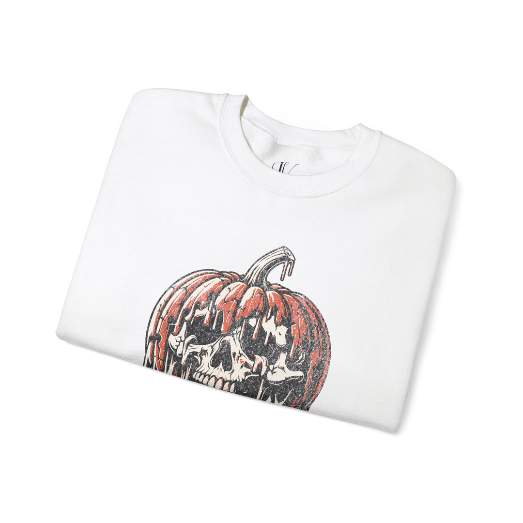 Halloween Crewneck Sweatshirt - Bite Me Pumpkin Skull