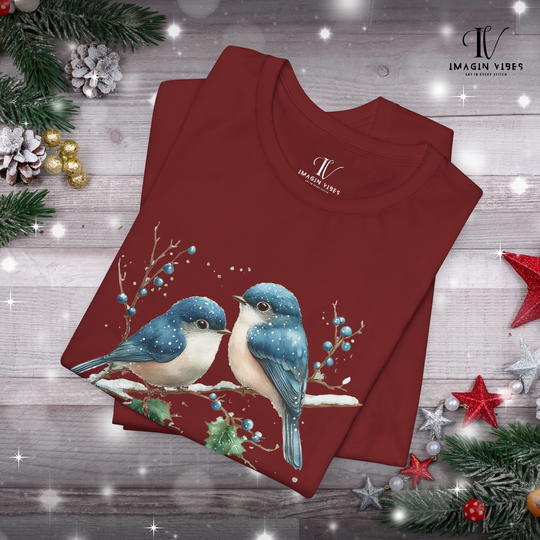 Winter Blue Jay Birds T-shirt