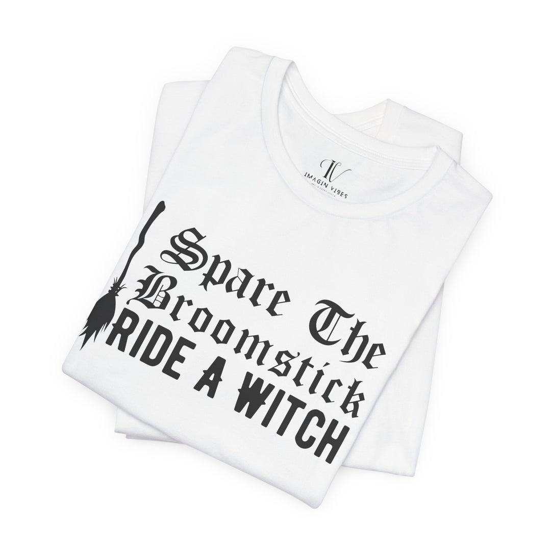 Halloween Tee - Funny Witch's Broomstick Design