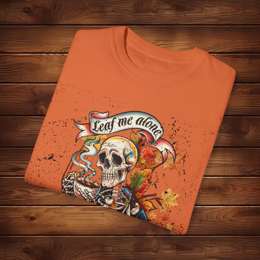 Leaf Me Alone: Grunge Skeleton Halloween T-Shirt