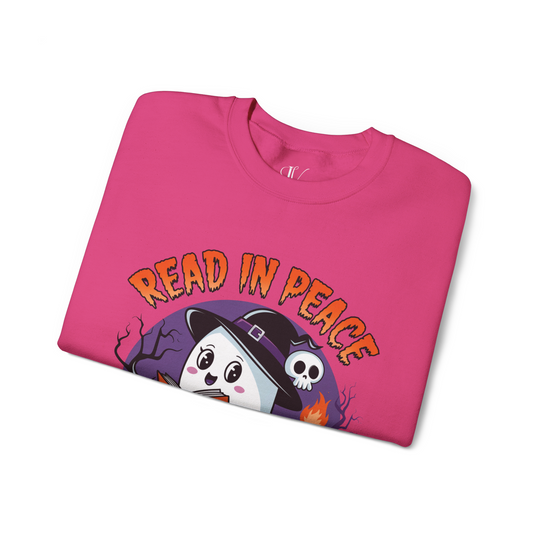 Read In Peace Ghost Halloween Bookworm Sweatshirt