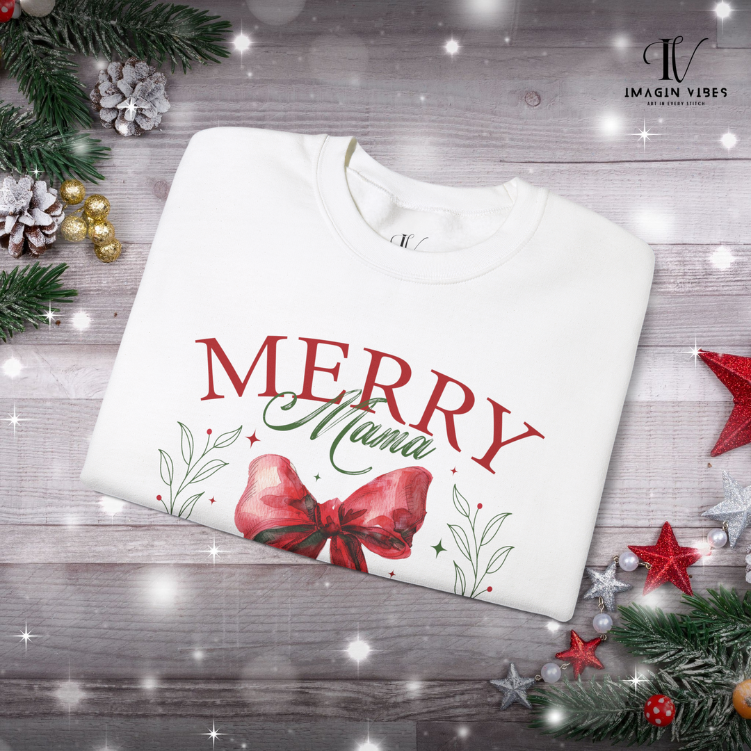 Merry Mama Social Club: Coquette Bow Christmas Sweatshirt