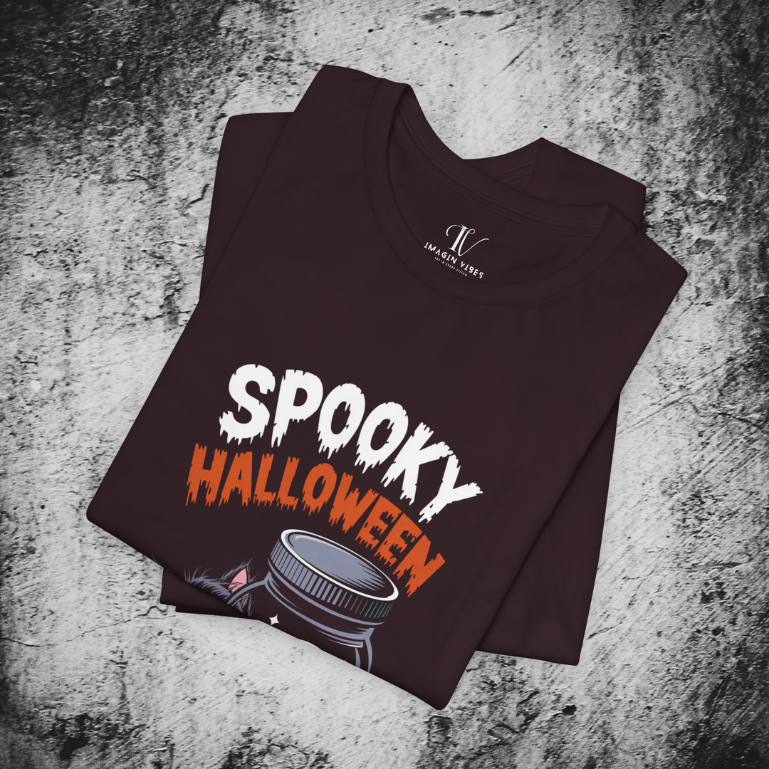 Spooky Cat & Ghost Halloween T-Shirt