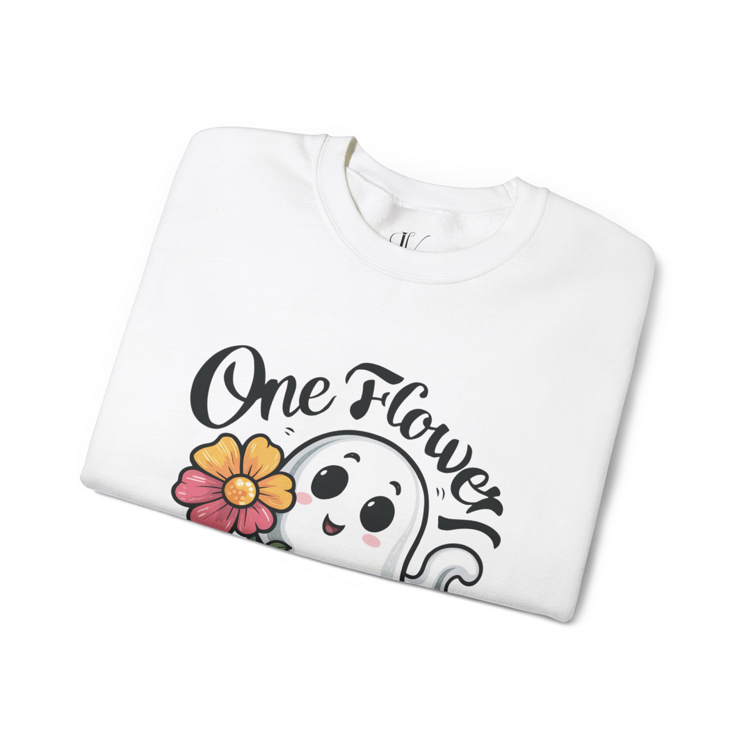 Cute Ghost "One Flower for You" Sweatshirt - Spooky Cozy