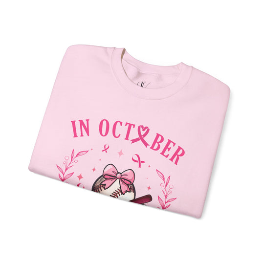 October Pink Baseball Sweatshirt - Breast Cancer Awareness