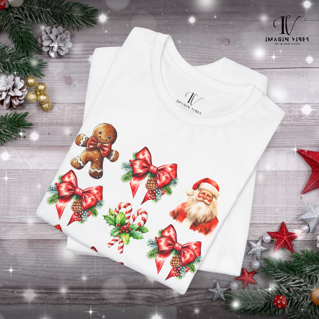 Christmas Unisex Tee Festive Santa Gingerbread Snowmen