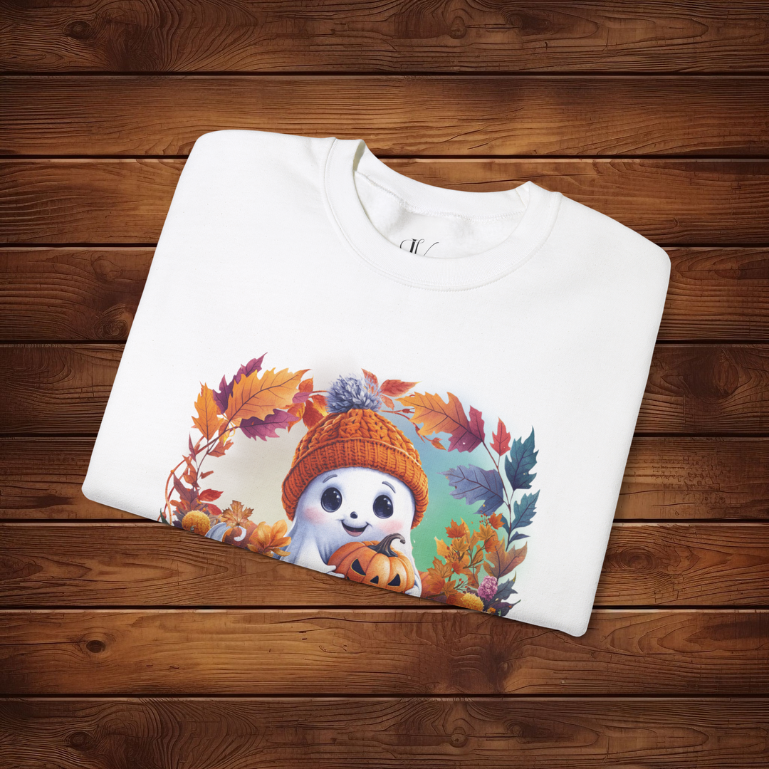 Cute Ghost with Pumpkin Fall Sweatshirt