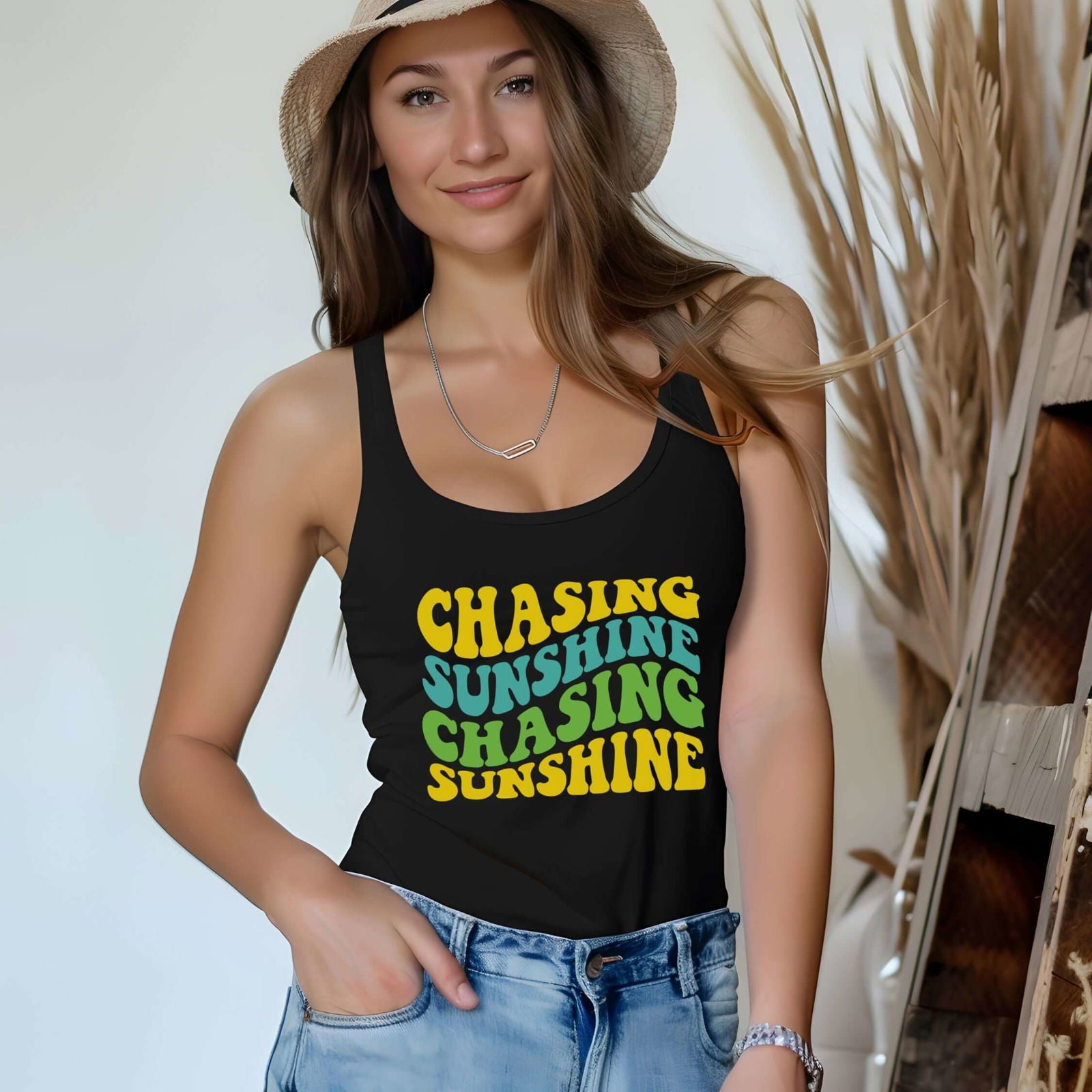 Retro Racerback Tank Top Chasing Sunshine Tank Top Printify