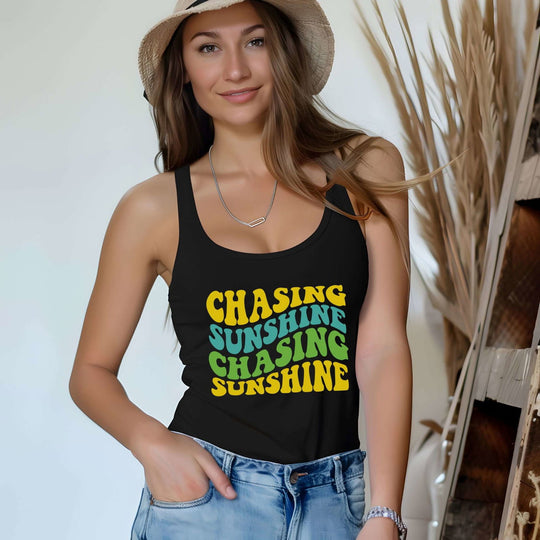 Forever Chasing Sunshine: Women's Racerback Tank - Imagin Vibes - 