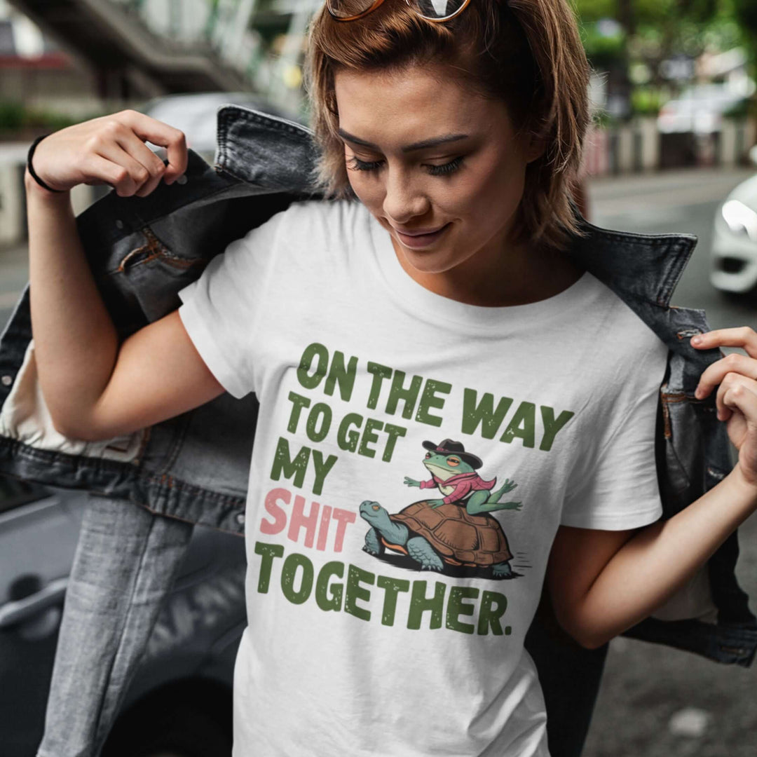 Frog & Turtle Graphic Tee - On the Way to Get T-Shirt Printify White M