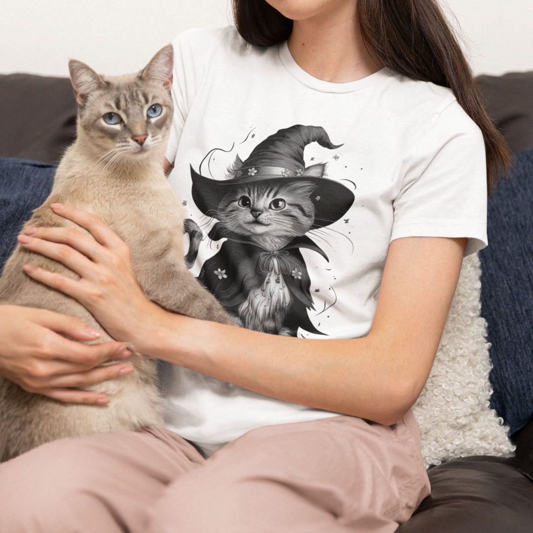 Halloween Witch Cute Cat T-Shirt
