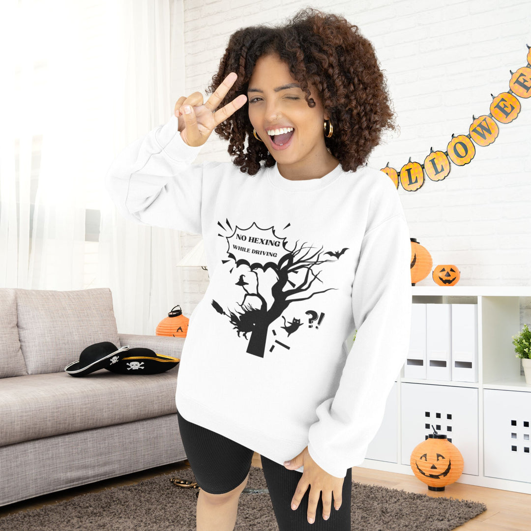 Halloween Witch Sweatshirt - Funny No Hexing While Driving Sweatshirt Printify