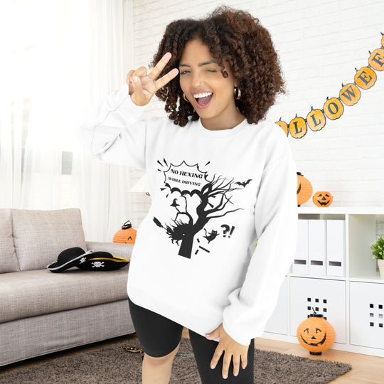 Halloween Witch Sweatshirt - Funny No Hexing While Driving Sweatshirt Printify
