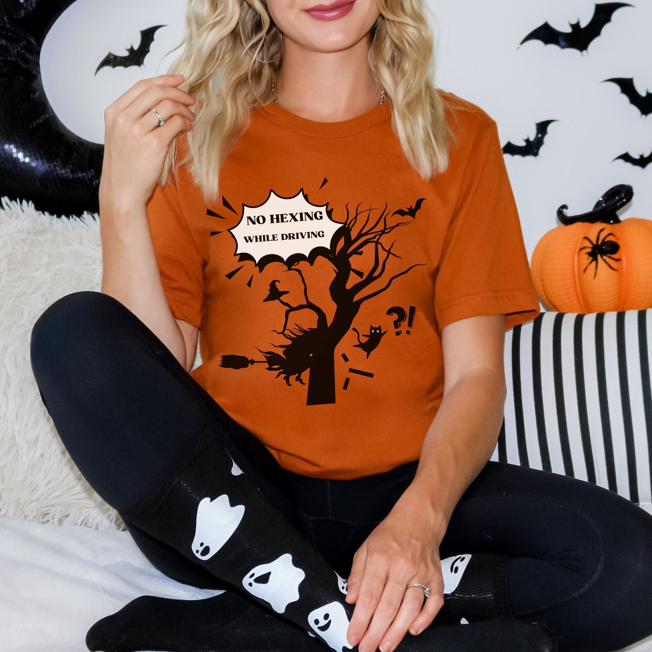 Halloween Tee - Funny Witch's Broomstick Design
