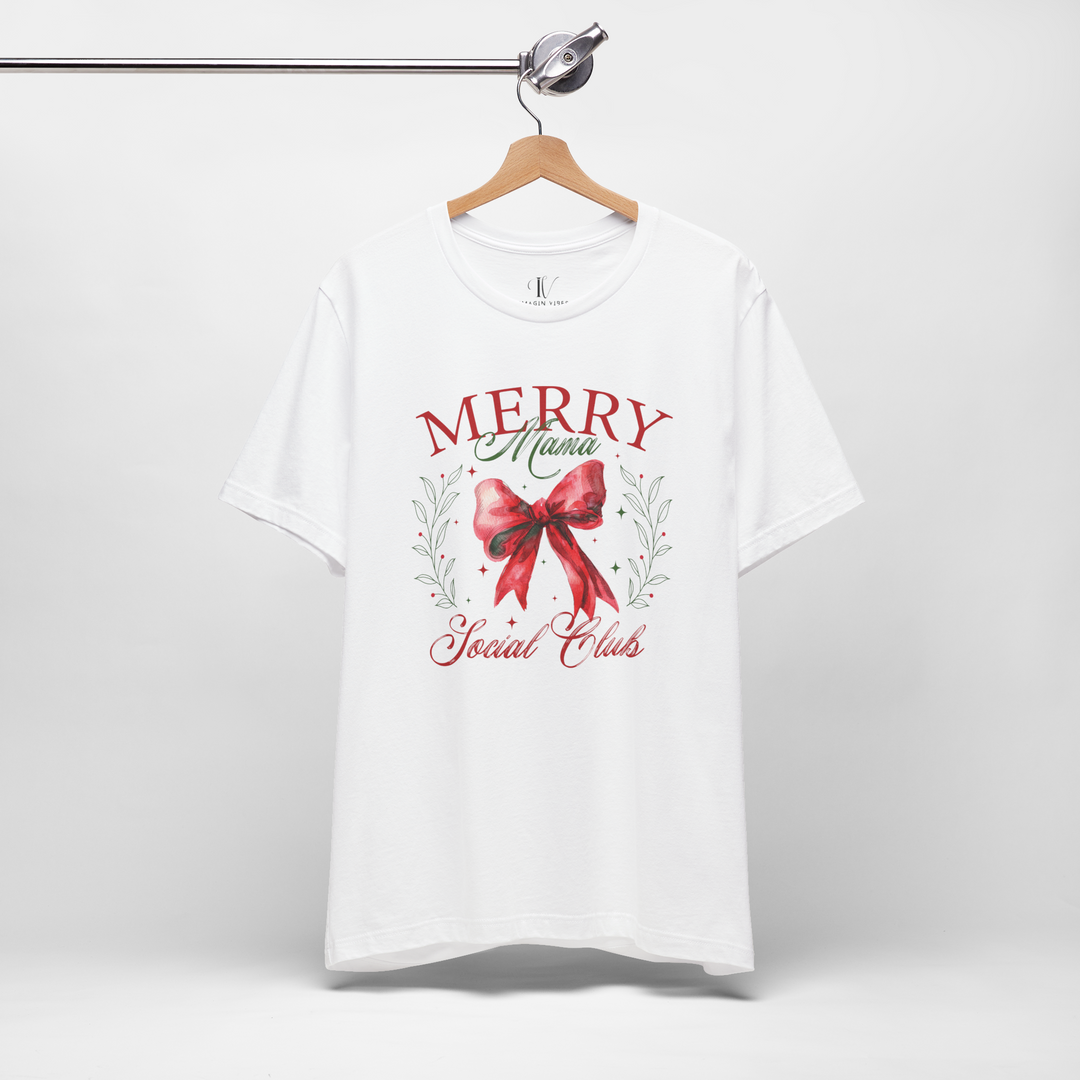 Merry Mama Social Club: Coquette Bow Christmas T-Shirt