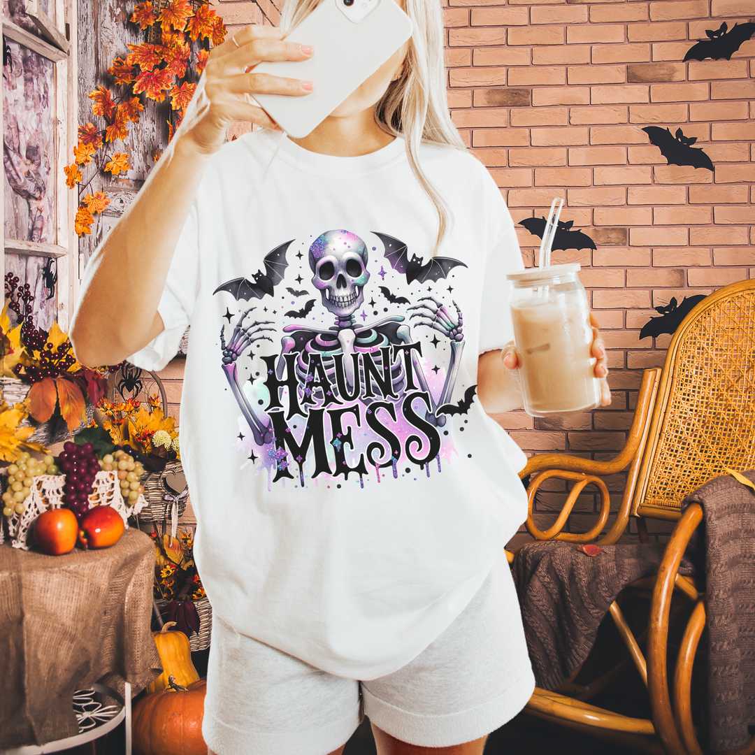 Haunt Mess: Snarky Skeleton Halloween T-Shirt
