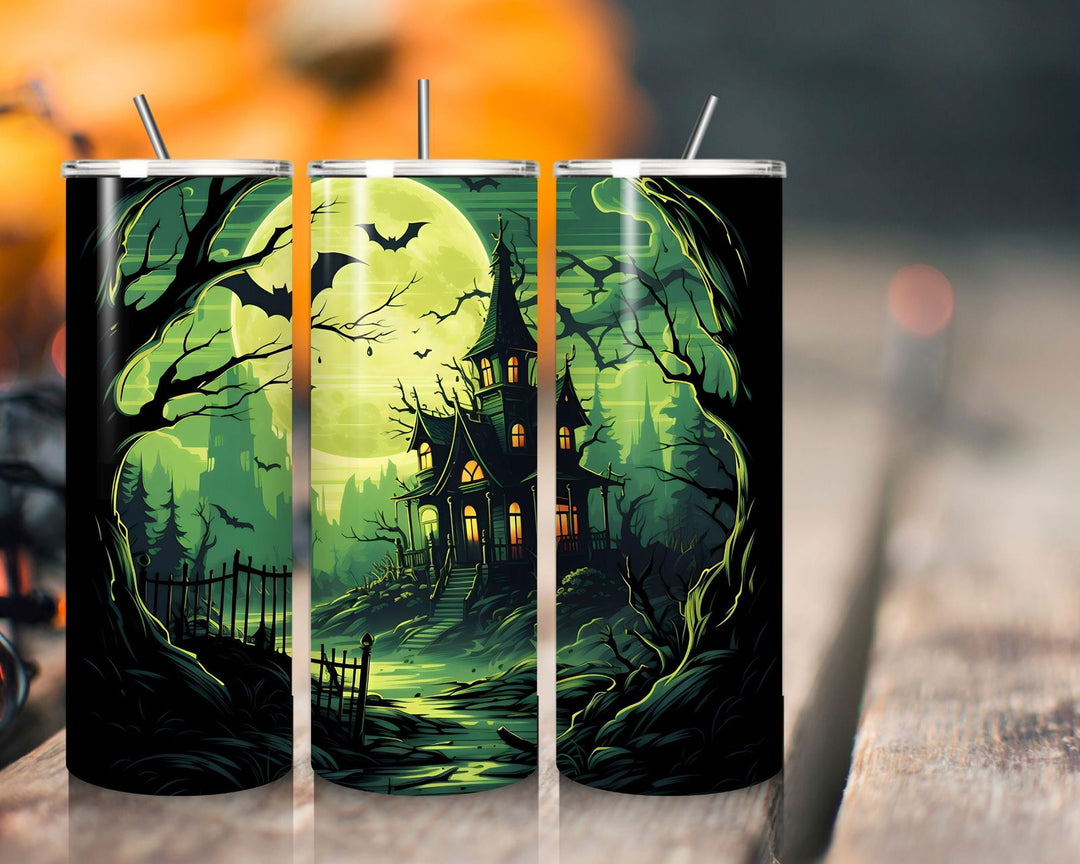 Haunted Castle & Moon Forest Halloween Tumbler - Imagin Vibes - 