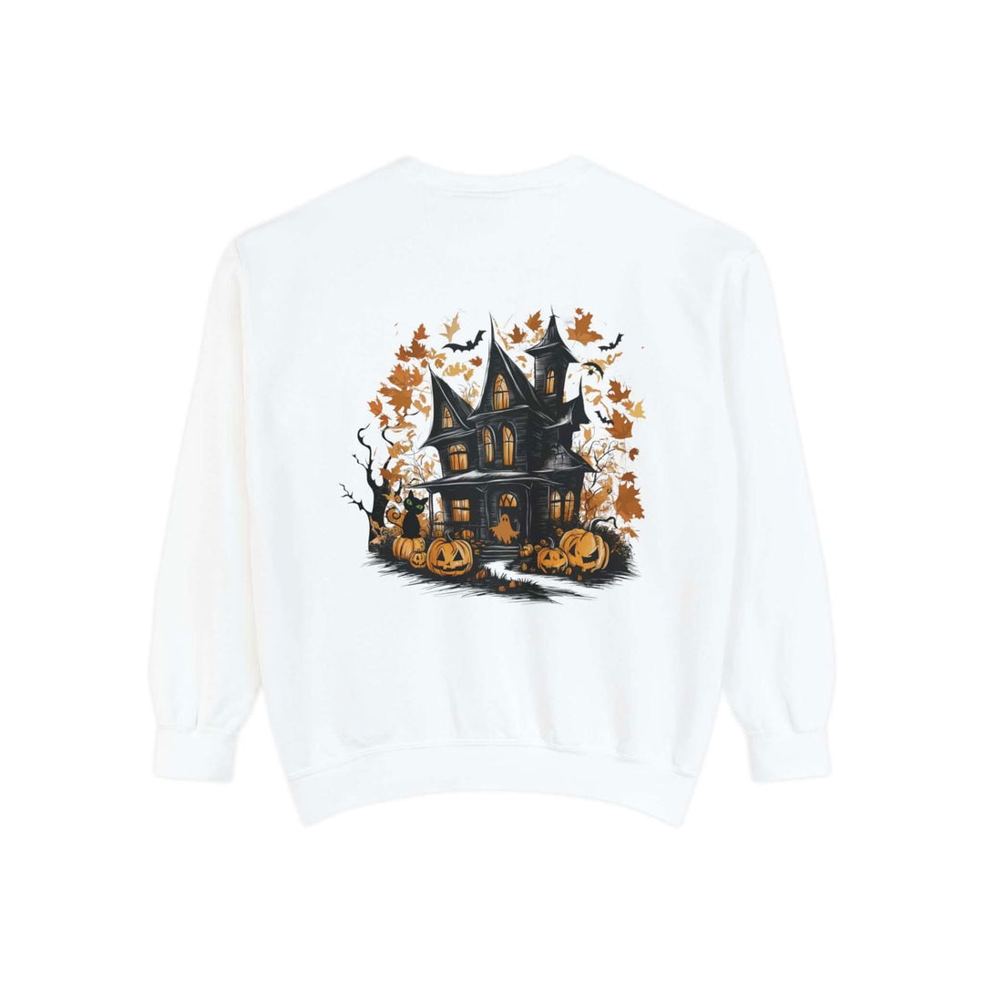Haunted House Halloween Sweatshirt: Spooky Vibes Sweatshirt Printify
