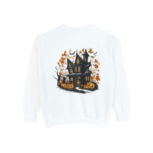 Haunted House Halloween Sweatshirt: Spooky Vibes Sweatshirt Printify